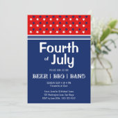 Invitation Le 4 juillet BBQ Rouge Blanc Bleu (Debout devant)