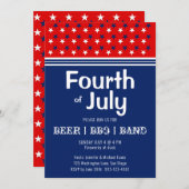 Invitation Le 4 juillet BBQ Rouge Blanc Bleu (Devant / Derrière)