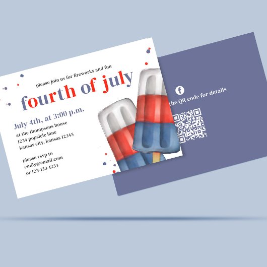 Invitation Le 4 juillet Popsicle Custom