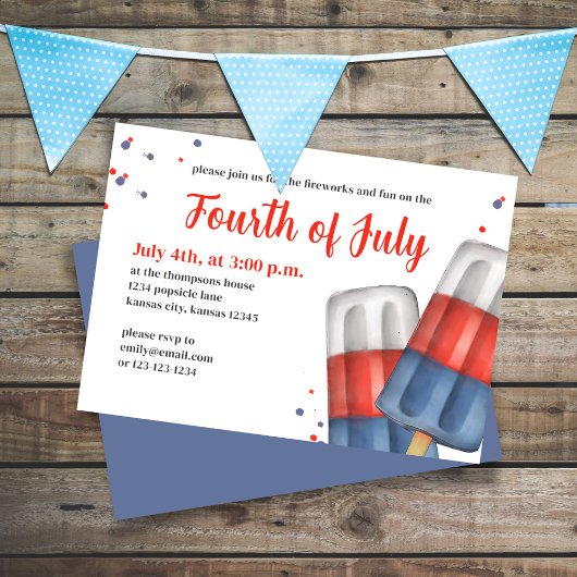 Invitation Le 4 Juillet Popsicles Custom
