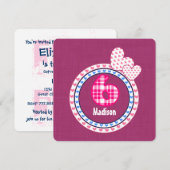 Invitation Le 6ème anniversaire de la fille six bleus roses (Devant / Derrière)