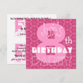 Invitation Le 8e anniversaire de l'enfant Nom personnalisé ro (Devant / Derrière)