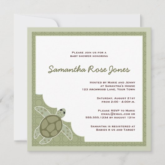 Invitation Le Baby shower à thème de la Cuisine Océane - Vert (Devant)