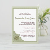 Invitation Le Baby shower à thème de la Cuisine Océane - Vert (Debout devant)