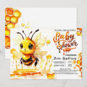 Invitation Le Baby shower à thème des abeilles de Little Cuti (Devant / Derrière)