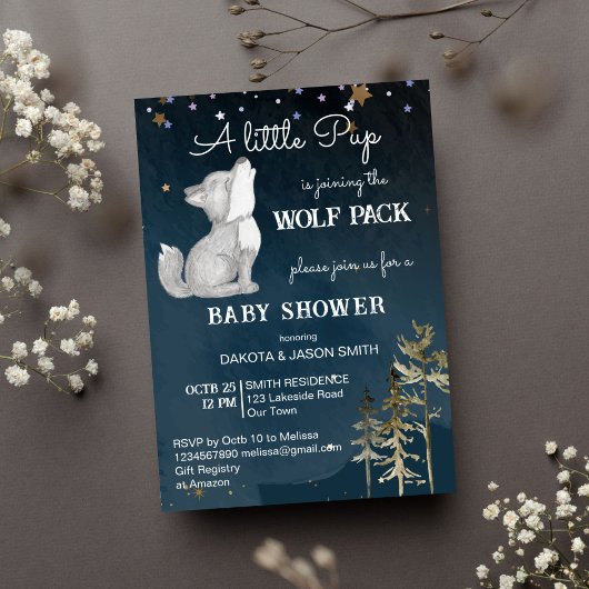Invitation Le baby shower à thème du petit loup