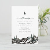 Invitation Le Baby shower Adventure Begin Mountain Forest (Debout devant)