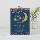 Invitation Le Baby shower arc-en-ciel de la Lune (Debout devant)