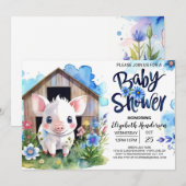 Invitation Le Baby shower bleu de la ferme de la campagne cap (Devant / Derrière)