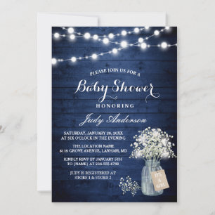 Invitation Le Baby shower bleu de la marine russe éclaire le 