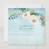 Invitation Le Baby shower Bleu et blanc Roses Feuille de cour (Dos)