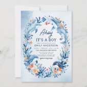 Invitation Le Baby shower bleu sous la mer (Devant)