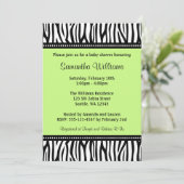 Invitation Le Baby shower branché Green Zebra (Debout devant)