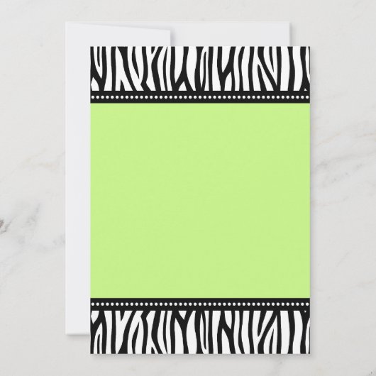 Invitation Le Baby shower branché Green Zebra (Dos)