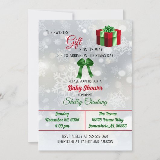 Invitation Le Baby shower Cadeau le plus doux (Devant)