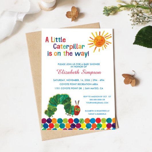 Invitation Le Baby shower Caterpillar Très Affamé