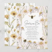 Invitation Le Baby shower Chamomile d'Abeille peut être doux (Devant / Derrière)