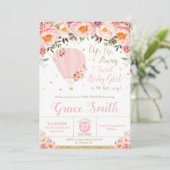 Invitation Le baby shower chaud de ballon à air rougissent (Debout devant)