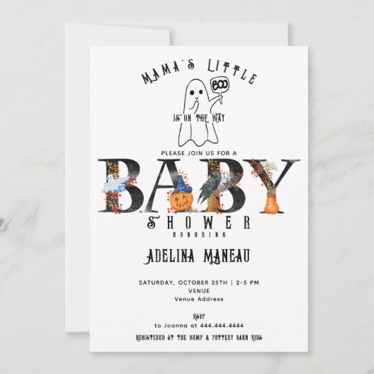 Invitation Le Baby shower Citrouille de la petite fille de ma (Devant)