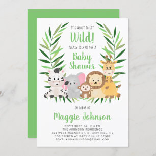 Invitation Le Baby shower d'animaux sauvages de Safari est su