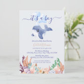 Invitation Le Baby shower d'aquarelle Garçon sous la mer Bale (Debout devant)