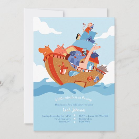 Invitation Le Baby shower d'arche de Noah (Devant)