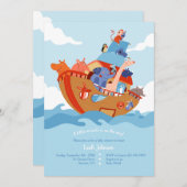 Invitation Le Baby shower d'arche de Noah (Devant / Derrière)