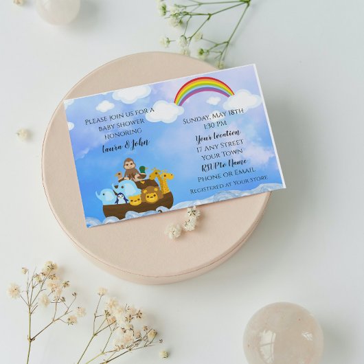 Invitation Le Baby shower d'arche de Noah