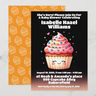 Invitation Le Baby shower d'arrosage du Cupcake Cute L'il