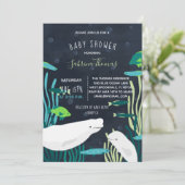 Invitation Le Baby shower de baleines de Beluga (Debout devant)