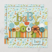 Invitation Le Baby shower de bébé à boutons (Devant / Derrière)