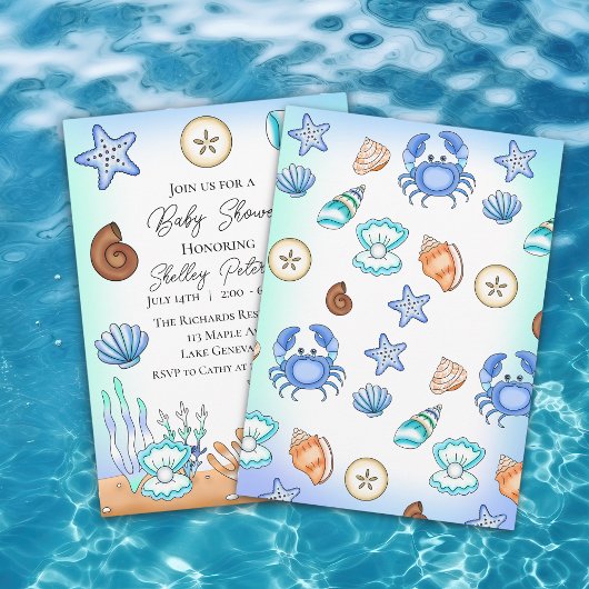 Invitation Le Baby shower De Bord De Mer Bleu