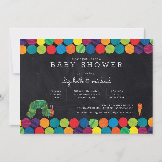 Invitation Le Baby shower De Chalboard Caterpillar Très Affam (Devant)