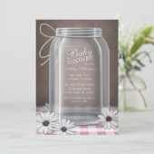 Invitation Le Baby shower de Country Mason Jar Pink En vichy (Debout devant)