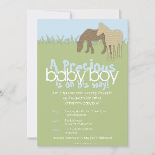Invitation Le Baby shower de deux Ponies Brown (Devant)