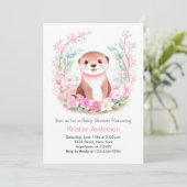 Invitation Le Baby shower de fille de Otter's Wonderland (Debout devant)