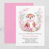 Invitation Le Baby shower de fille de Otter's Wonderland (Devant / Derrière)