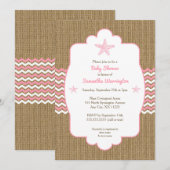 Invitation Le baby shower de fille d'étoiles de mer invite la (Devant / Derrière)