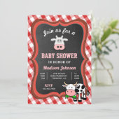 Invitation Le Baby shower De La Ferme De Vache Cute (Debout devant)