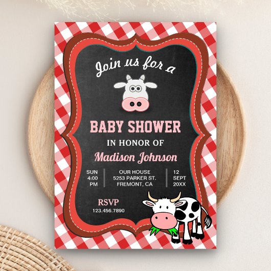 Invitation Le Baby shower De La Ferme De Vache Cute