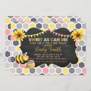 Invitation Le Baby shower de la fille d'abeilles