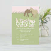 Invitation Le Baby shower de la fille des deux Brown Ponies (Debout devant)