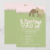 Invitation Le Baby shower de la fille des deux Brown Ponies (Devant / Derrière)