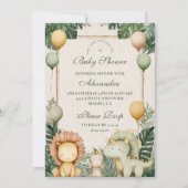 Invitation Le Baby shower de la jungle de Cute Dino (Devant)