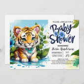 Invitation Le Baby shower de la jungle de Tigre de Whimsy (Devant / Derrière)