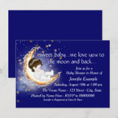 Invitation Le Baby shower de la Lune et du dos (Devant / Derrière)