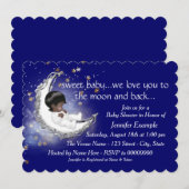 Invitation Le Baby shower de la Lune et du dos (Devant / Derrière)