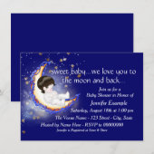 Invitation Le Baby shower de la Lune et du dos (Devant / Derrière)
