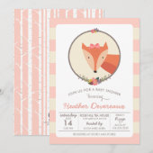 Invitation Le Baby shower de la petite fille Fox (Devant / Derrière)