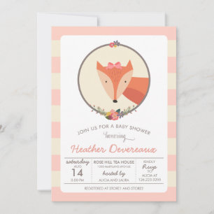 Invitation Le Baby shower de la petite fille Fox